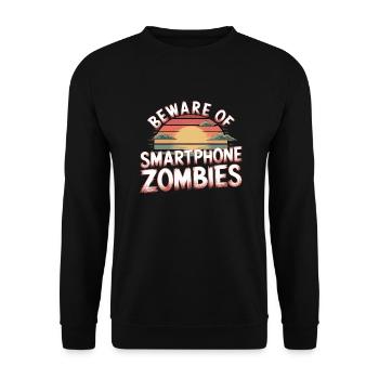 Beware Of Smartphone Zombies 12 - Unisex Pullover - Schwarz - Vorne - Alina (178cm) & Michal (187cm)