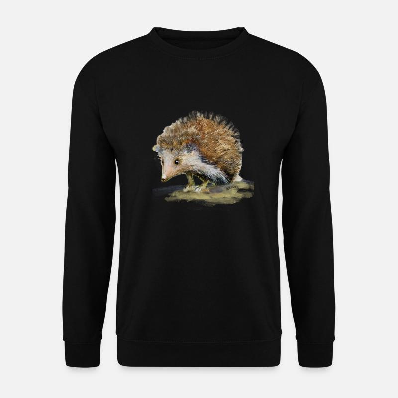 Kleiner Igel – Handgemalte Illustration - Unisex Pullover - Schwarz