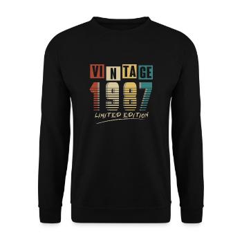 1987 Vintage 1987 né en 1987 anniversaire. Année 2 - Sweat-shirt Unisexe - noir - Devant - Alina (178cm) & Michal (187cm)