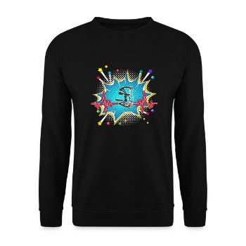 Judo Pop Art Comic Retro Herzschlag - Unisex Pullover - Schwarz - Vorne - Alina (178cm) & Michal (187cm)