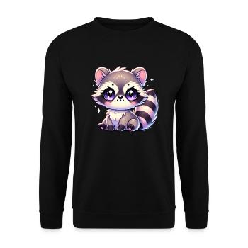 Super Cute Kawaii Baby Racoon - Unisex Pullover - Schwarz - Vorne - Alina (178cm) & Michal (187cm)