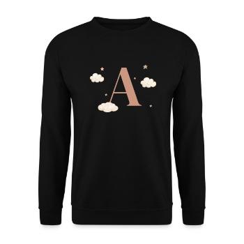 Buchstabe an Sternenwolken - Unisex Pullover - Schwarz - Vorne - Alina (178cm) & Michal (187cm)