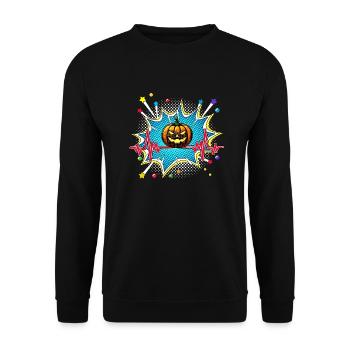 Kaffee Pop Art Comic Retro Herzschlag - Unisex Pullover - Schwarz - Vorne - Alina (178cm) & Michal (187cm)