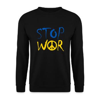 STOP WAR with Peace Sign Peace Symbol – Ukraine - Unisex Sweatshirt - black - Front - Alina (178cm) & Michal (187cm)