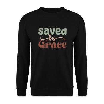 Gerettet durch Gnade - Unisex Pullover - Schwarz - Vorne - Alina (178cm) & Michal (187cm)