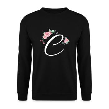 Lettre c fleurs - Sweat-shirt Unisexe - noir - Devant - Alina (178cm) & Michal (187cm)