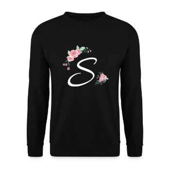 Letter s fleurs - Sweat-shirt Unisexe - noir - Devant - Alina (178cm) & Michal (187cm)