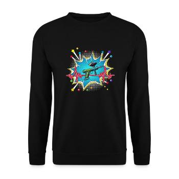 Bowling Pop Art Comic Retro Herzschlag - Unisex Pullover - Schwarz - Vorne - Alina (178cm) & Michal (187cm)