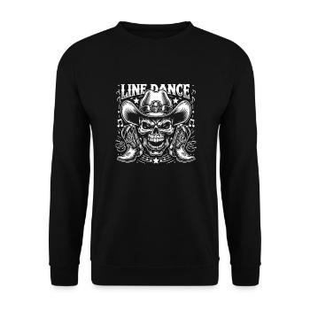 Line Dance Skull with Stetson and Boots and Lasso - Unisex Sweatshirt - black - Front - Alina (178cm) & Michal (187cm)