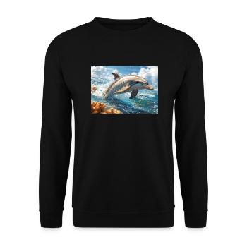 Dauphin sauteur, grand dauphin, mammifère marin - Sweat-shirt Unisexe - noir - Devant - Alina (178cm) & Michal (187cm)