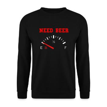 need beer - brauche bier - bier tacho - Unisex Pullover - Schwarz - Vorne - Alina (178cm) & Michal (187cm)