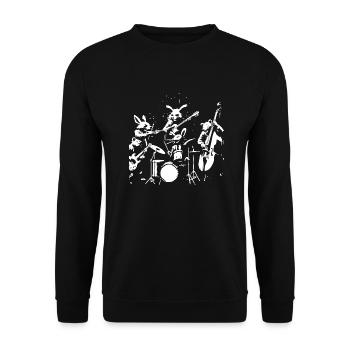 Lustige Tiere spielen Rock'n'Roll - Unisex Pullover - Schwarz - Vorne - Alina (178cm) & Michal (187cm)