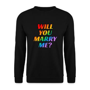 Will you marry me Gay marriage rainbow - Unisex Sweatshirt - black - Front - Alina (178cm) & Michal (187cm)