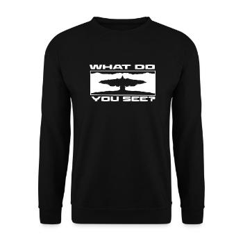 Was siehst du? Krokodil oder Adler? - Unisex Pullover - Schwarz - Vorne - Alina (178cm) & Michal (187cm)