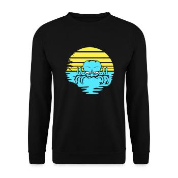 Oktopus Meer Sonnenuntergang Strand Urlaub Linien - Unisex Pullover - Schwarz - Vorne - Alina (178cm) & Michal (187cm)
