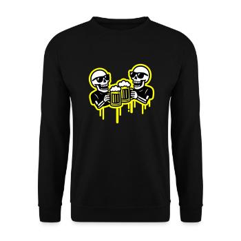 Skelett Party Bier Team - Unisex Pullover - Schwarz - Vorne - Alina (178cm) & Michal (187cm)
