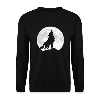 Heulender Wolf unter Vollmond - PNG - Unisex Pullover - Schwarz - Vorne - Alina (178cm) & Michal (187cm)
