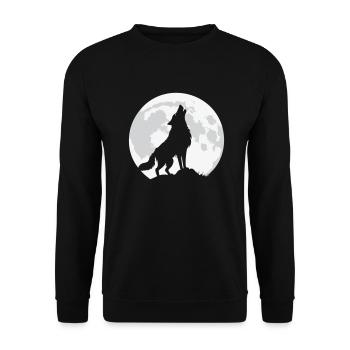 Howling wolf with a giant moon - vector - Unisex Sweatshirt - black - Front - Alina (178cm) & Michal (187cm)