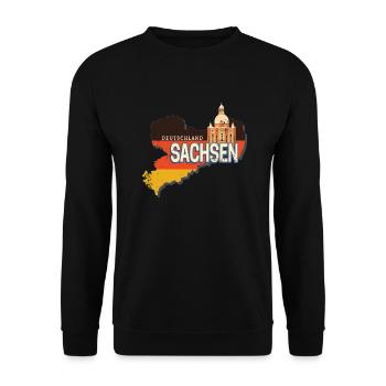 Saxony Germany Retro State Map - Unisex Sweatshirt - black - Front - Alina (178cm) & Michal (187cm)