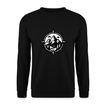 Berge Kompass - Unisex Pullover - Schwarz - Vorne - Alina (178cm) & Michal (187cm)