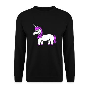 Einhorn Mädchen Hübsch Freundlich Cartoon Pferd - Unisex Pullover - Schwarz - Vorne - Alina (178cm) & Michal (187cm)