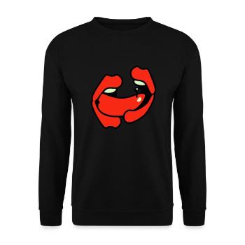 Zungenkuss (3c) - Unisex Pullover - Schwarz - Vorne - Alina (178cm) & Michal (187cm)