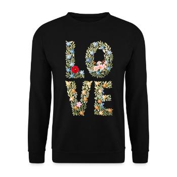 LOVE Foral Briefe - Unisex Pullover - Schwarz - Vorne - Alina (178cm) & Michal (187cm)