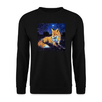 Fuchs unter einem Sternenhimmel - Unisex Pullover - Schwarz - Vorne - Alina (178cm) & Michal (187cm)