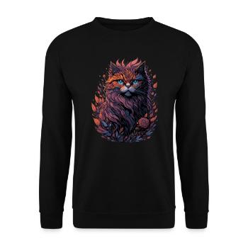 Flower Cat - Unisex Pullover - Schwarz - Vorne - Alina (178cm) & Michal (187cm)
