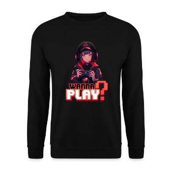 Gamer Girl will spielen – Anime Shirt - Unisex Pullover - Schwarz - Vorne - Alina (178cm) & Michal (187cm)