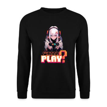 Gamer Girl will spielen 2 – Anime Shirt - Unisex Pullover - Schwarz - Vorne - Alina (178cm) & Michal (187cm)