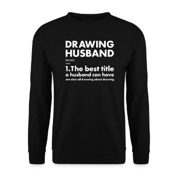 Drawer Husband Definition Drawing - Unisex Pullover - Schwarz - Vorne - Alina (178cm) & Michal (187cm)