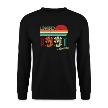 Legend 1991 Geburtstagsshirt Geschenk Jubiläum - Unisex Pullover - Schwarz - Vorne - Alina (178cm) & Michal (187cm)