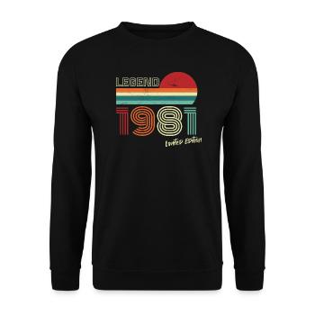 Légende 1981 Anniversaire Chemise Cadeau Anniversaire - Sweat-shirt Unisexe - noir - Devant - Alina (178cm) & Michal (187cm)