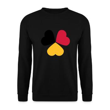 3 Herzen Deutschland Belgien Flagge Kleeblatt - Unisex Pullover - Schwarz - Vorne - Alina (178cm) & Michal (187cm)