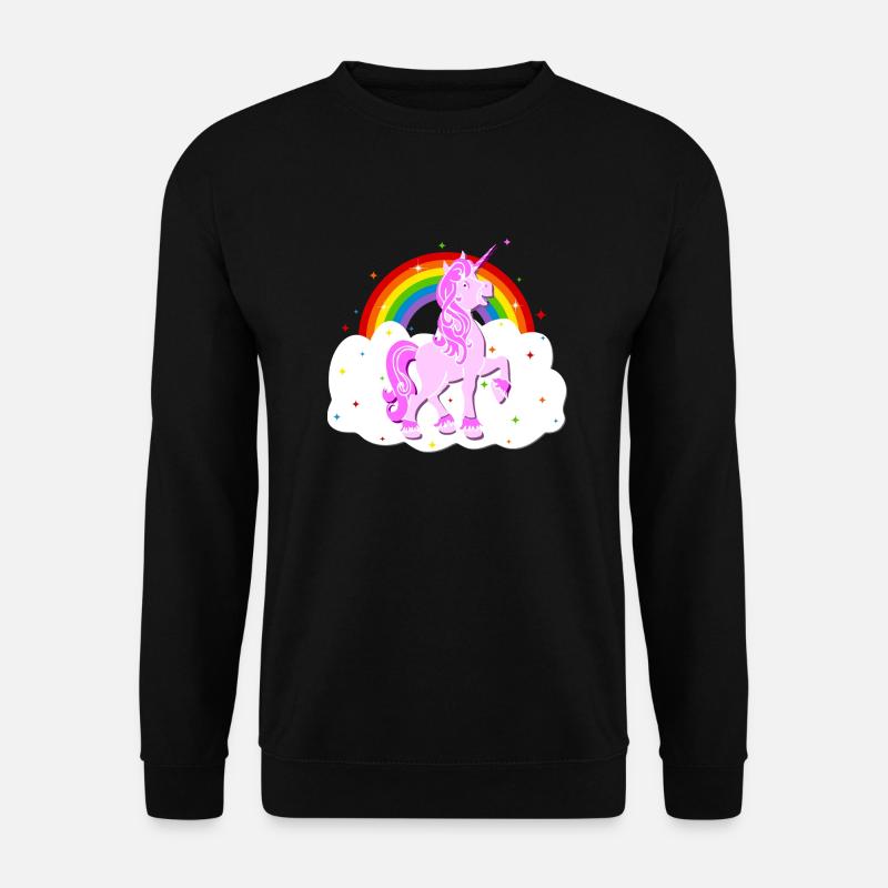 Einhorn Regenbogen Sterne Wolke Unicorn - Unisex Pullover - Schwarz