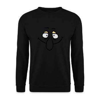 Gesicht Große Nase Lächeln Grinsen Comic Cartoon - Unisex Pullover - Schwarz - Vorne - Alina (178cm) & Michal (187cm)