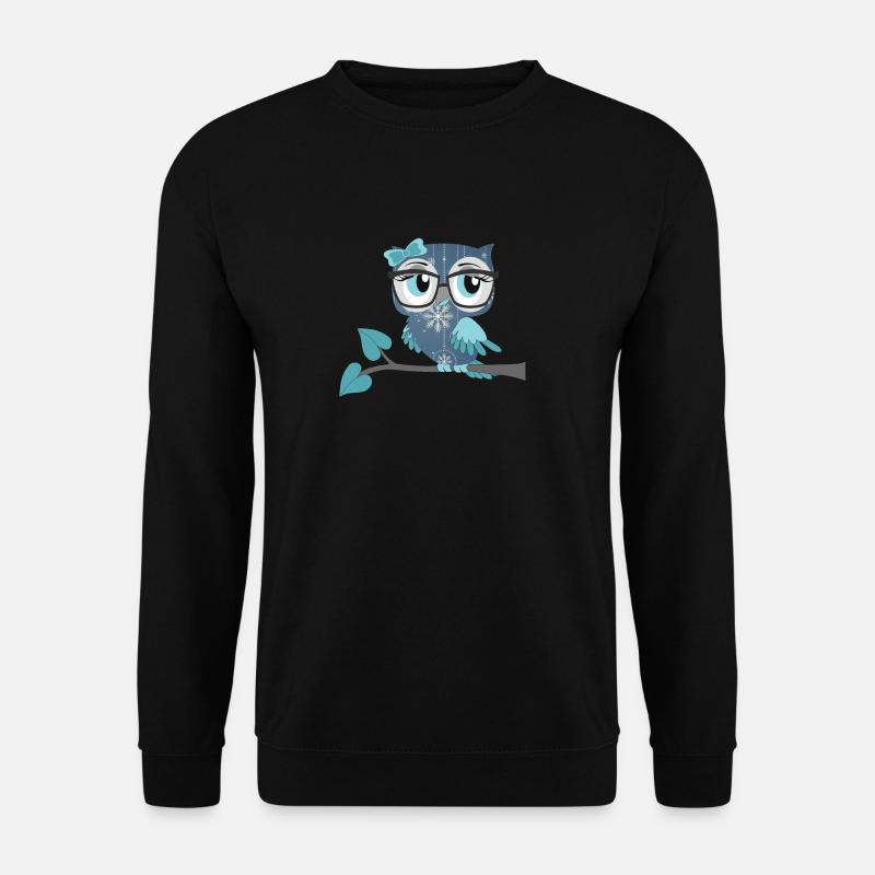 Eule_Schnee-Eule - Unisex Pullover - Schwarz