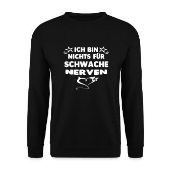 schwache Nerven - Unisex Pullover - Schwarz - Vorne - Alina (178cm) & Michal (187cm)