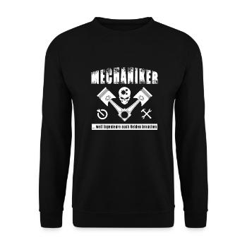 Mechaniker - Weil Ingenieure Auch Helden Brauchen - Unisex Pullover - Schwarz - Vorne - Alina (178cm) & Michal (187cm)