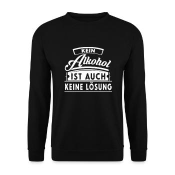 Kein Alkohol - Unisex Pullover - Schwarz - Vorne - Alina (178cm) & Michal (187cm)