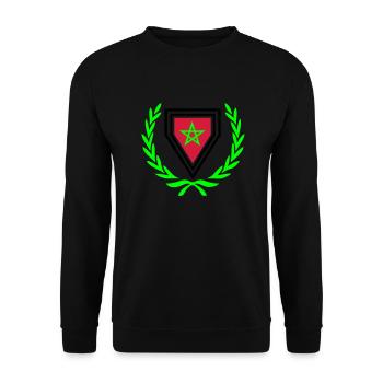 Marokko (Wappen & Lorbeerkranz) - Unisex Pullover - Schwarz - Vorne - Alina (178cm) & Michal (187cm)