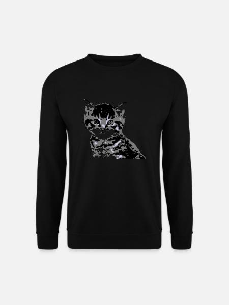 Katze Cat Katzengesicht - Unisex Pullover - Schwarz