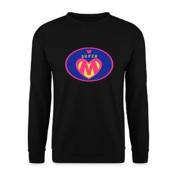 Super Mama Geschenk - Unisex Pullover - Schwarz - Vorne - Alina (178cm) & Michal (187cm)