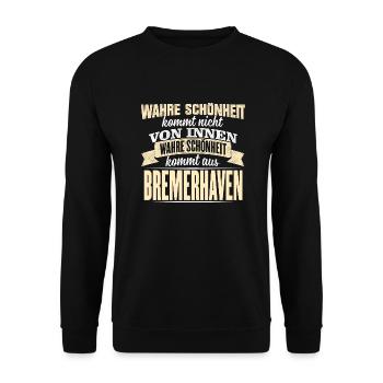BREMERHAVEN - Schönheit - Unisex Pullover - Schwarz - Vorne - Alina (178cm) & Michal (187cm)