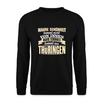 THÜRINGEN - Schönheit - Unisex Pullover - Schwarz - Vorne - Alina (178cm) & Michal (187cm)