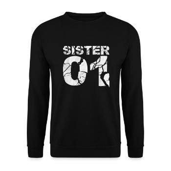 Sister 01 | Partnershirts - Unisex Pullover - Schwarz - Vorne - Alina (178cm) & Michal (187cm)