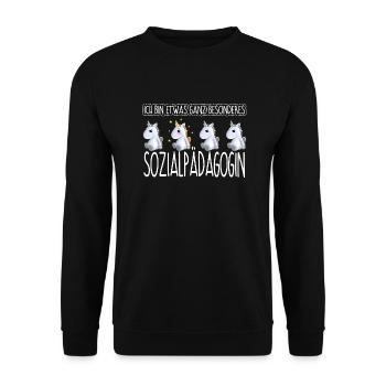 SOZIALPÄDAGOGIN - Toll - Unisex Pullover - Schwarz - Vorne - Alina (178cm) & Michal (187cm)