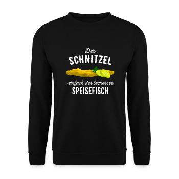 Der Schnitzel - weißer Text Edition - Unisex Pullover - Schwarz - Vorne - Alina (178cm) & Michal (187cm)