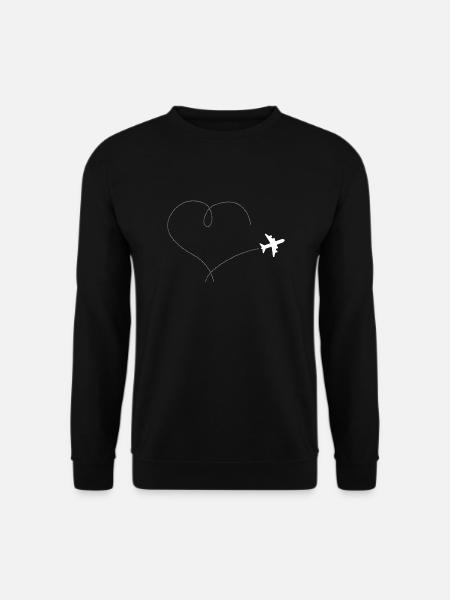 Heart plane aviator pilot travel gift - Unisex Sweatshirt - black